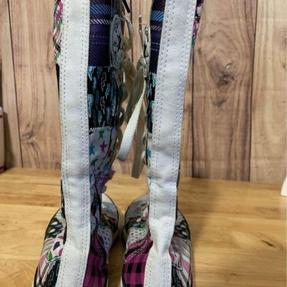 Converse High Top Boots Juniors Sz 2 lace up Mix/Match Pattern - Picture 7 of 10